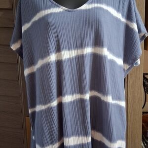 Filly Flair Blue and White Striped Short Sleeve Top